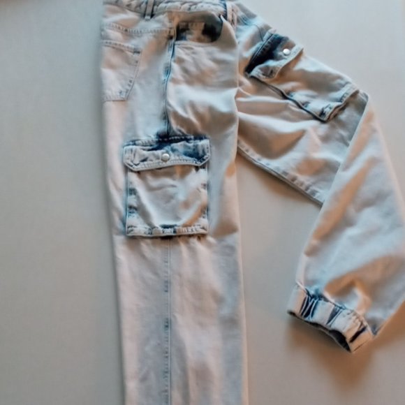 SWS Denim Co Acid Wash High Rise Cargo Denim Jogger jeans - Picture 4 of 10